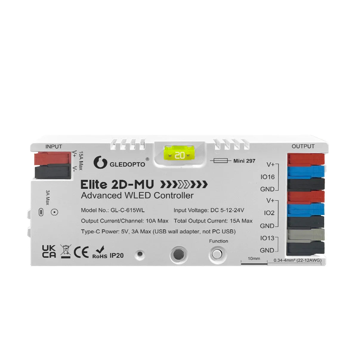 GLEDOPTO Elite 2D-EXMU ESP32 WLED Digital LED Controller without Ethernet Connection GL-C-615WL