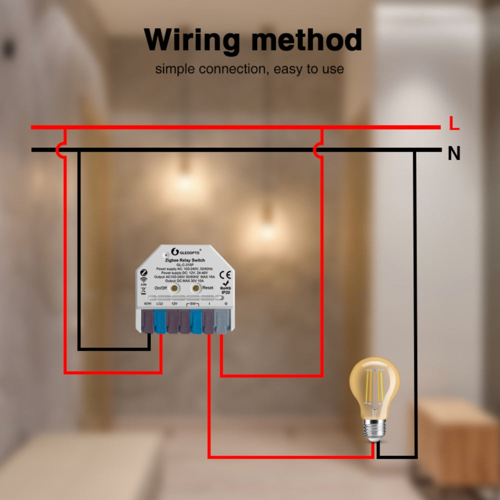 GLEDOPTO Zigbee Relay Switch AC Switch Dimmer Control Box 12V-48VDC or AC 230V GL-C-310P