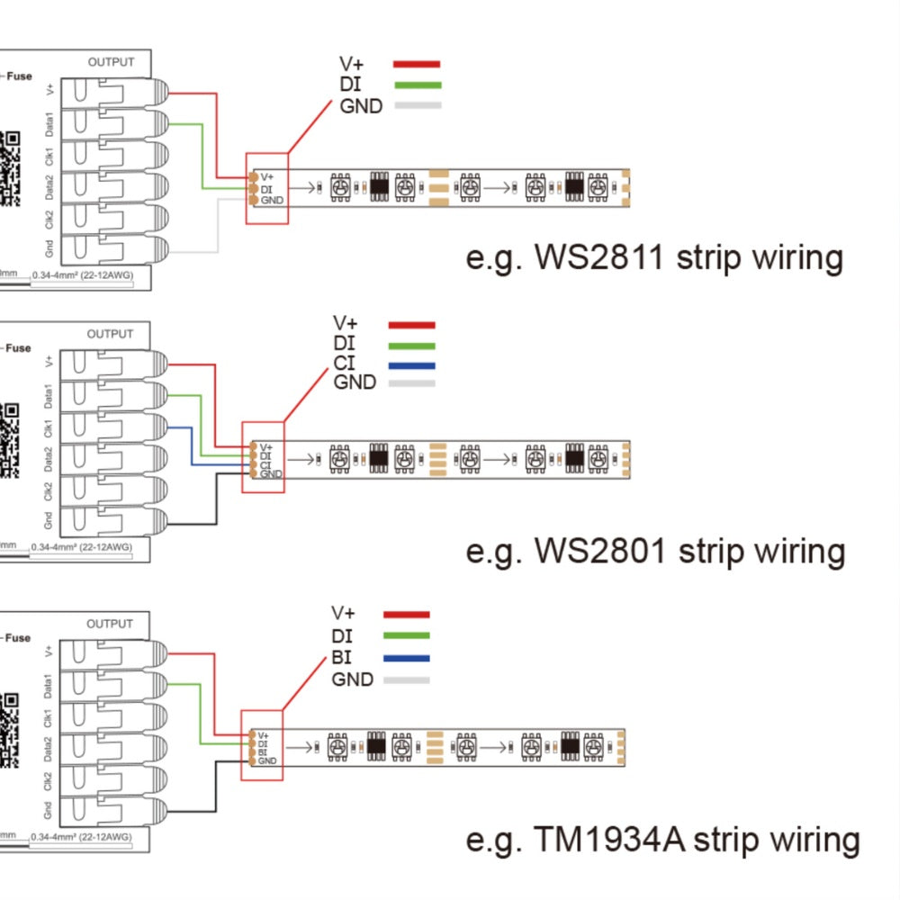 GLEDOPTO Tuya SPI Pixel Controller RGBCCT RGBW RGB WiFi LED Controller Dynamic Light Music Sync Work with Smart Life Google Assistant Alexa Yandex (206W-WiFi SPI)