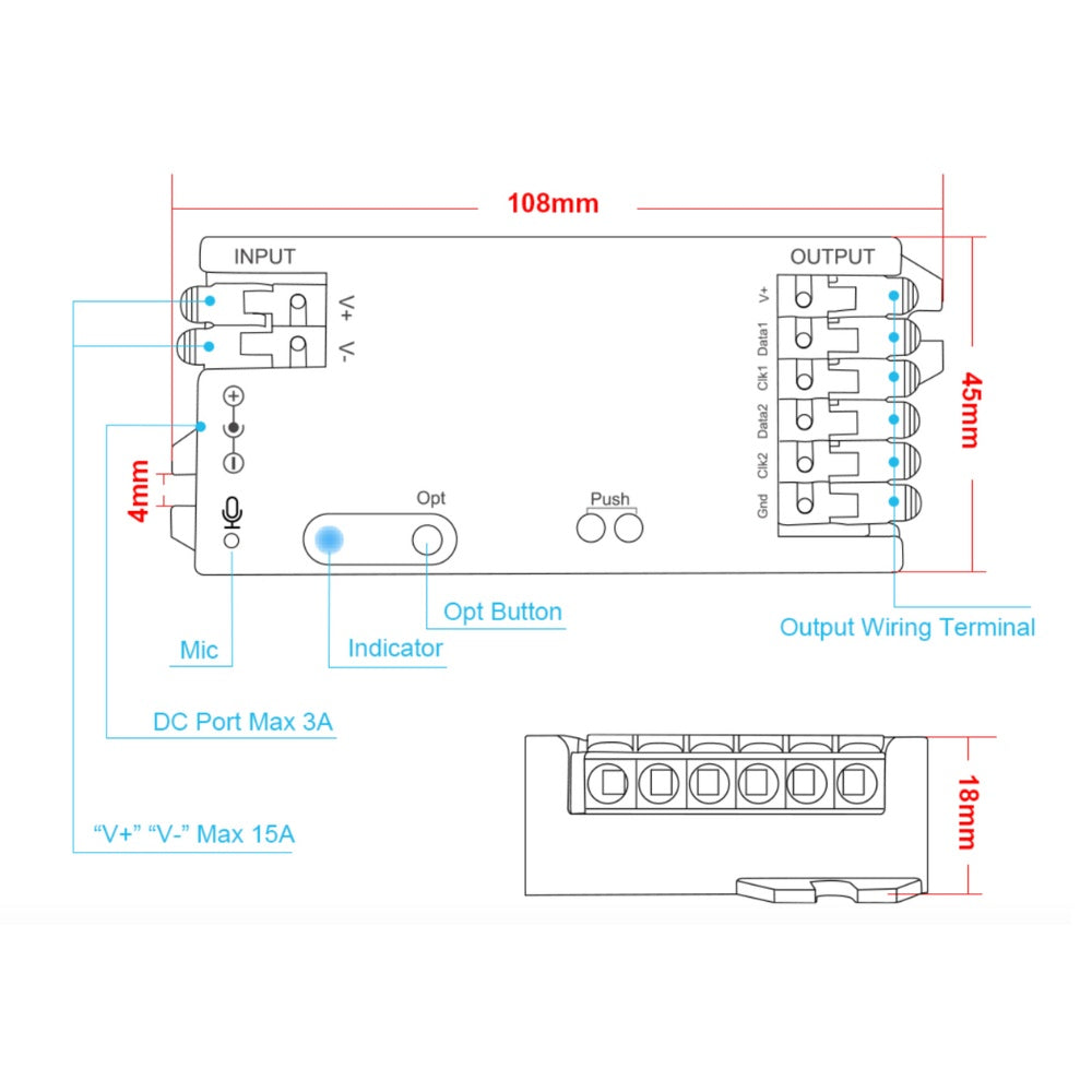 GLEDOPTO Tuya SPI Pixel Controller RGBCCT RGBW RGB WiFi LED Controller Dynamic Light Music Sync Work with Smart Life Google Assistant Alexa Yandex (206W-WiFi SPI)