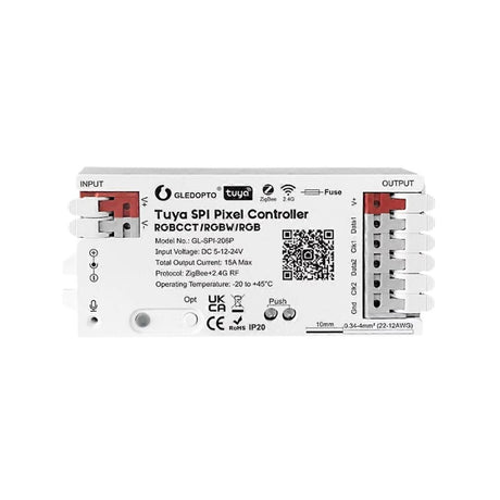 GLEDOPTO Tuya SPI Pixel Controller RGBCCT RGBW RGB WiFi LED Controller Dynamic Light Music Sync Work with Smart Life Google Assistant Alexa Yandex (206W-WiFi SPI)