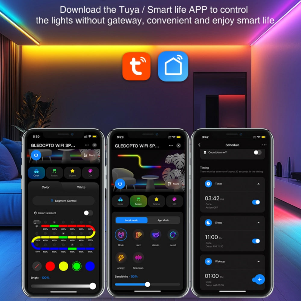 GLEDOPTO Tuya SPI Pixel Controller RGBCCT RGBW RGB WiFi LED Controller Dynamic Light Music Sync Work with Smart Life Google Assistant Alexa Yandex (206W-WiFi SPI)