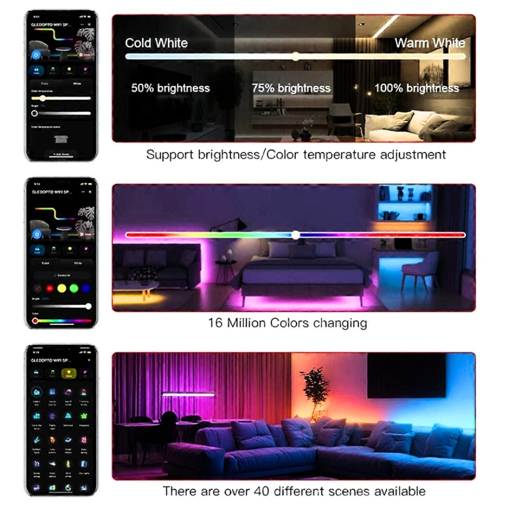 GLEDOPTO Tuya SPI Pixel Controller RGBCCT RGBW RGB WiFi LED Controller Dynamic Light Music Sync Work with Smart Life Google Assistant Alexa Yandex (206W-WiFi SPI)