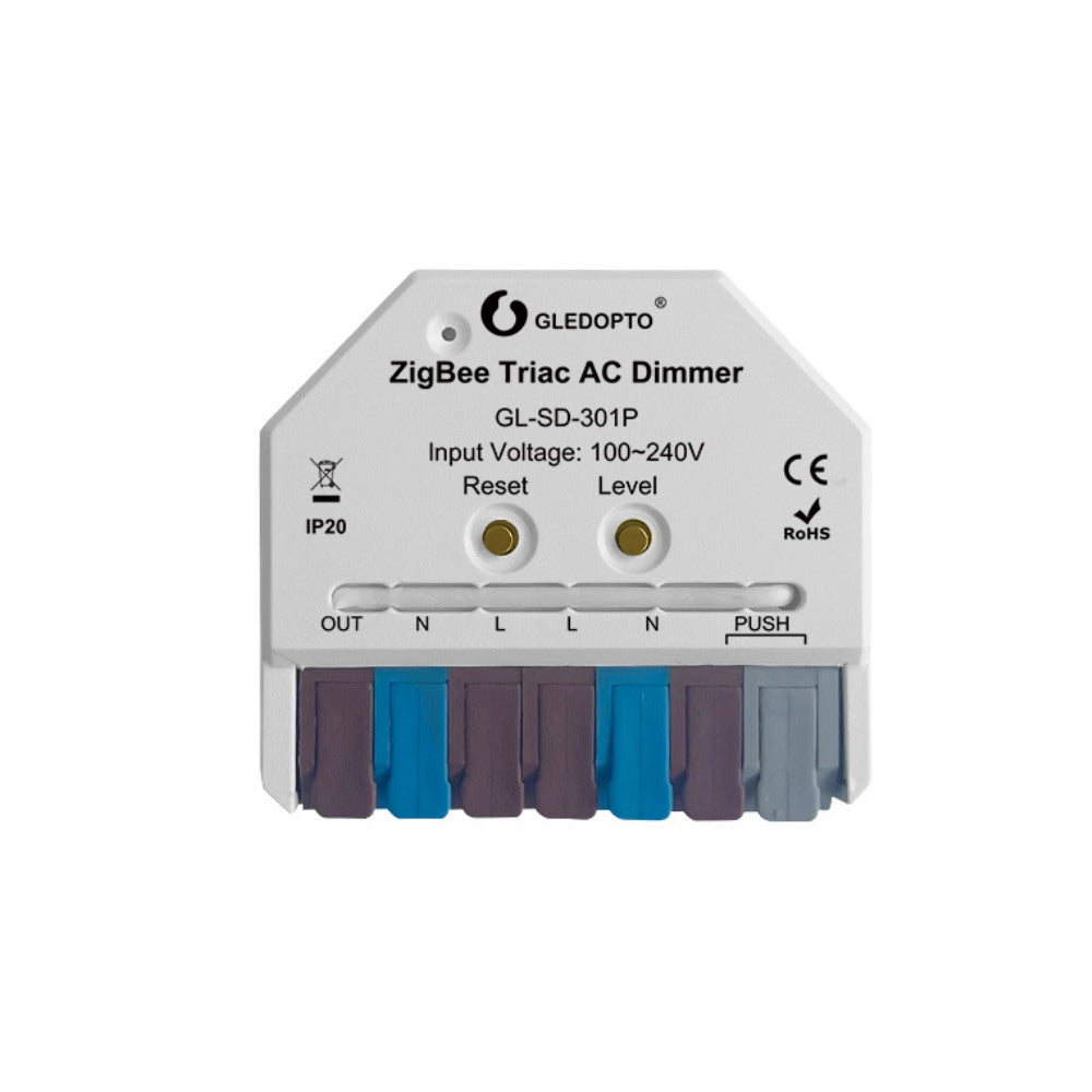 GLEDOPTO ZigBee AC Triac In-Wall Dimmer Control Box with Button GL-SD-301P
