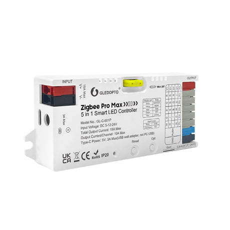 Gledpto ZigBee 3.0 Pro Max 5 in 1 LED Strip Controller PWM Dimming RGBCCT RGBW CCT Monochrome APP Voice Control GL-C-601P
