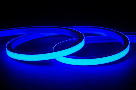 Blue LED Neon Flex 16x16mm 220V 240V Top Bending 120LEDs/m 20cm Cut IP65 Waterproof with UK Plug - ATOM LED