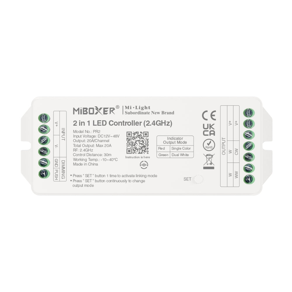 Miboxer 2 in 1 LED Controller (2.4GHz) Output Max 20A PR2 - UK LED Lights