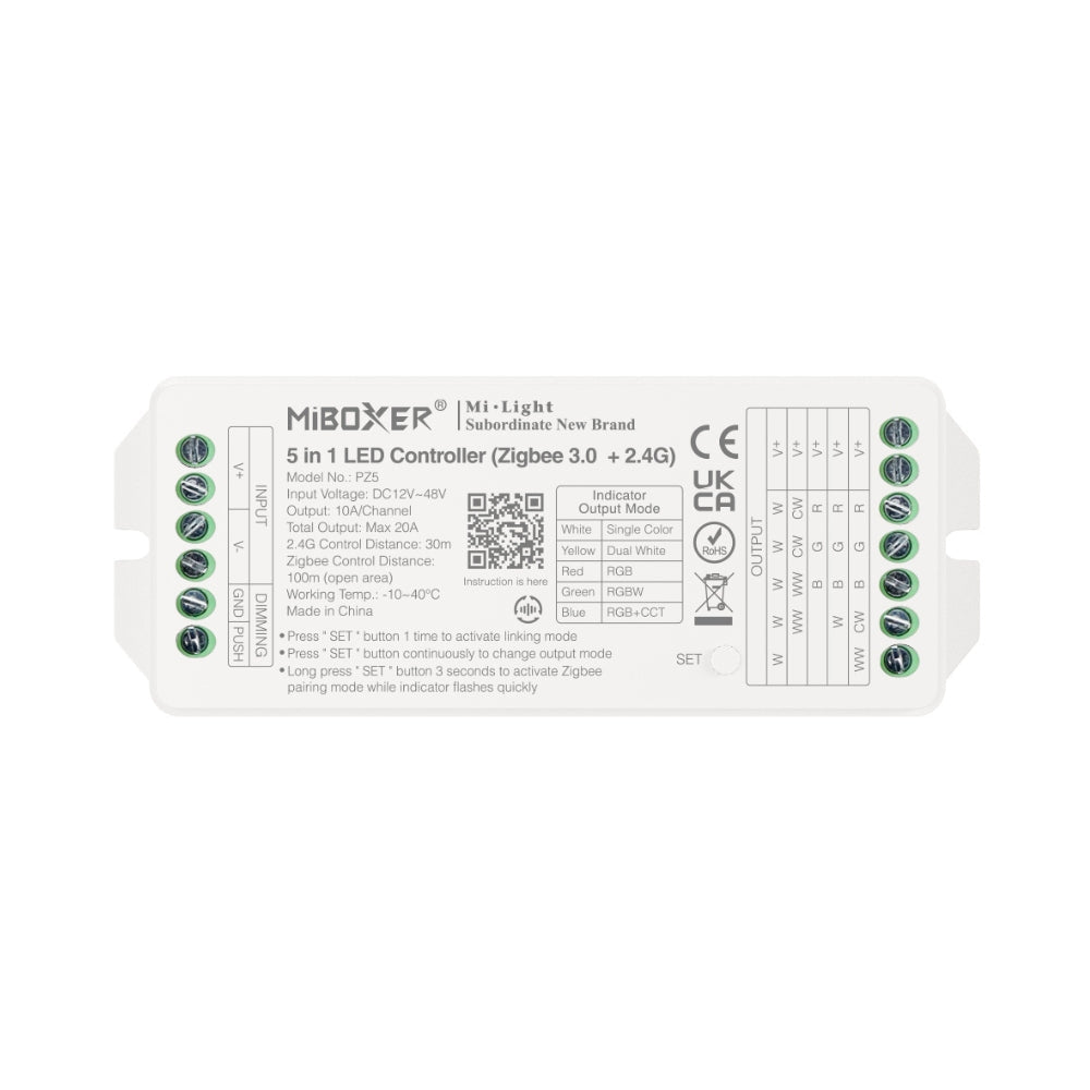 Miboxer 5 in 1 LED Controller (Zigbee 3.0 + 2.4G) Output Max 20A PZ5