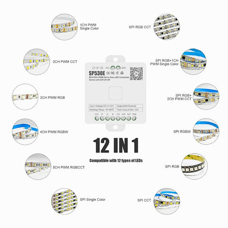 SP530E All in One DC5-24V WiFi and Bluetooth Controller