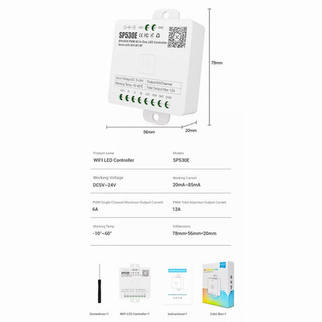 SP530E All in One DC5-24V WiFi and Bluetooth Controller