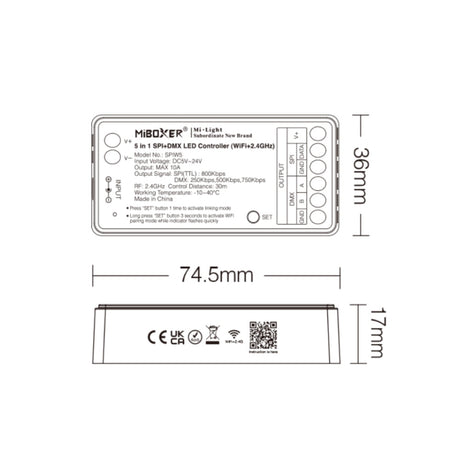 Miboxer 5 in 1 SPI+DMX LED Controller (WiFi+2.4G) SPIW5