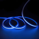 Blue LED Neon Flex 15x15mm Top Bend, overlapping offset coils with raised arc and colour glow on a black surface