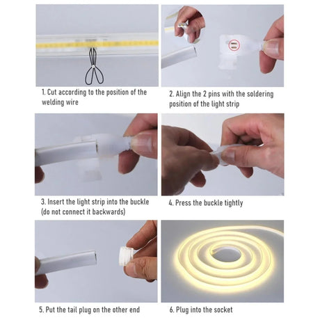 COB LED Strip 220V 240V Natural White 4000K 288 LEDs/m IP65 with UK Plug - ATOM LED
