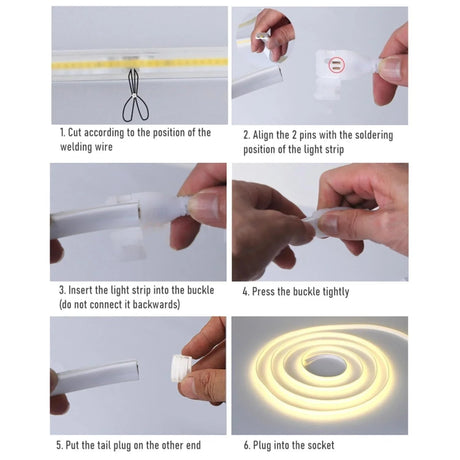 Blue COB LED Strip Light 220V 240V 288 LEDs/m IP65 with UK Plug - ATOM LED