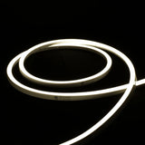 ATOM LED cool white 6000K 10x10mm side bend neon flex outlining a pergola frame outdoors — 48V IP67 waterproof
