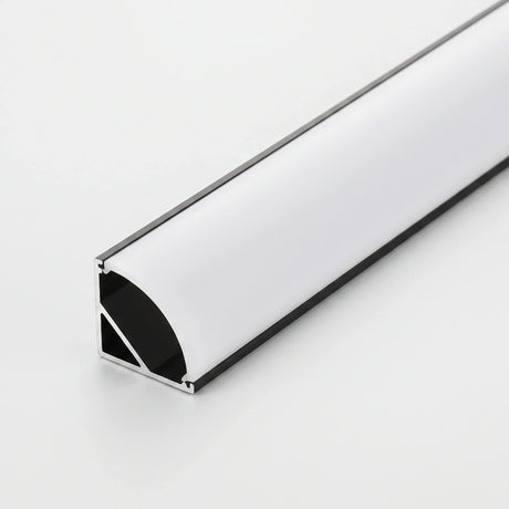 Black aluminium LED corner profile 16x16mm with opal diffuser, 1 metre