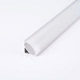 Silver aluminium LED corner profile 16x16mm with opal diffuser, 1 metre