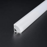 White 2 metre aluminium LED corner profile on dark background