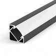 Black aluminium LED corner profile 19x19mm with opal diffuser, 2 metre