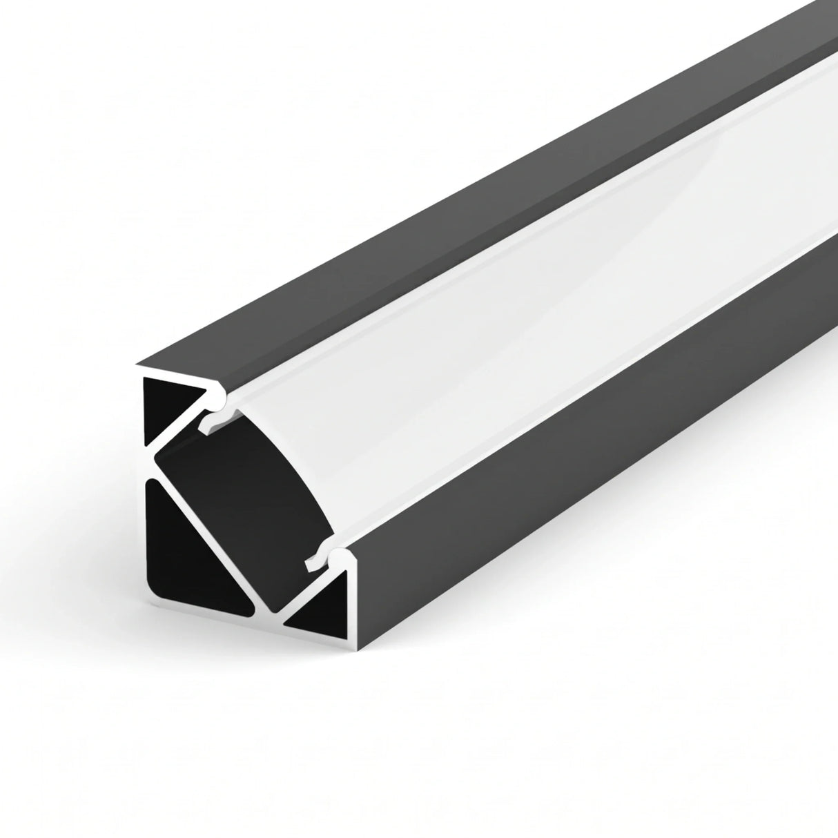 Black aluminium LED corner profile 19x19mm with opal diffuser, 2 metre