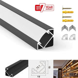 Black 19x19mm corner profile kit with end caps clips and screws
