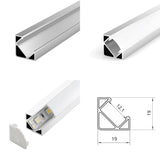 Silver aluminium corner profile 19x19mm shown from four angles