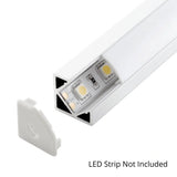 19x19mm corner profile with LED strip fitted, strip not included