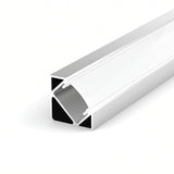 Silver aluminium LED corner profile 19x19mm with opal diffuser, 2 metre