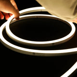 ATOM LED natural white 4000K 10x10mm side bend neon flex fitted flat along timber decking — 48V IP67 waterproof