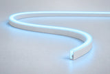 Ice Blue 6x12mm 12V IP65 neon flex showing the domed side-bend profile used in the product datasheet.