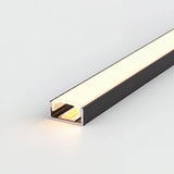 Black 17x8mm LED profile lit warm white showing a dot-free COB light bar