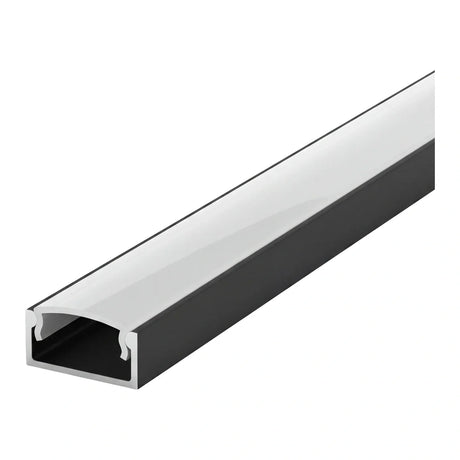 2 Metre black aluminium LED surface profile 17x8mm with opal diffuser