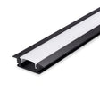 Black recessed LED profile with opal cover fitted full length