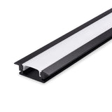 Black recessed LED profile with opal cover fitted full length