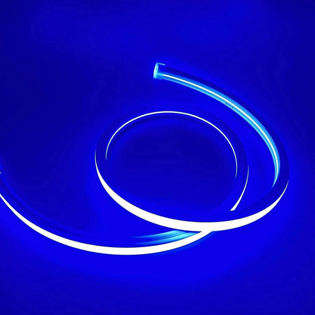 Blue LED Neon Flex 16x16mm 220V 240V Top Bending 120LEDs/m 20cm Cut IP65 Waterproof with UK Plug - ATOM LED
