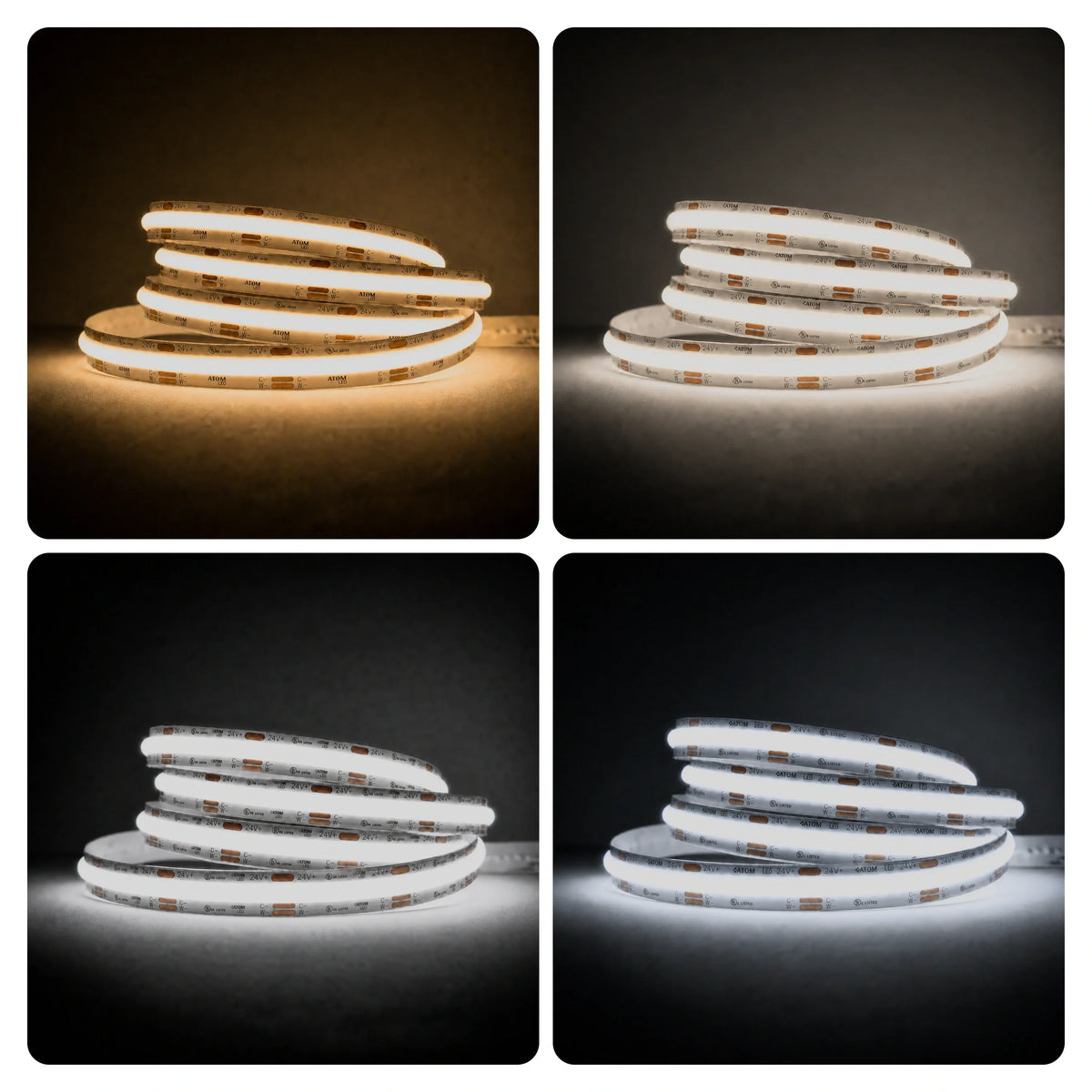 Tunable white LED strip colour temperature chart, 2700K to 6500K