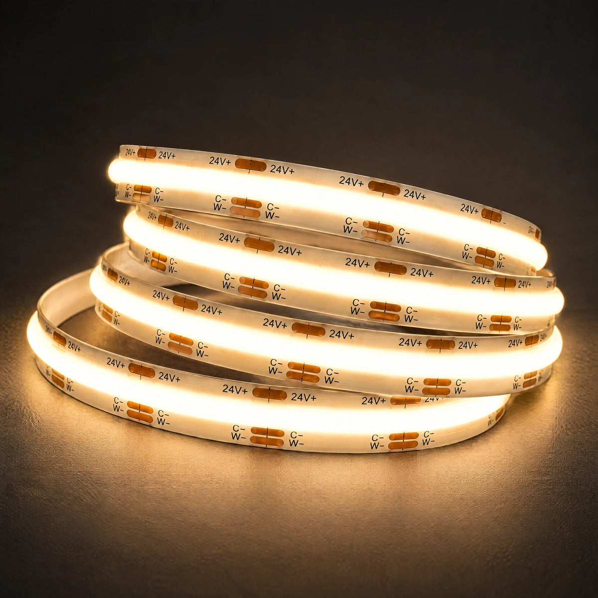 24V 10mm tunable CCT COB LED strip at 3000K colour illustration