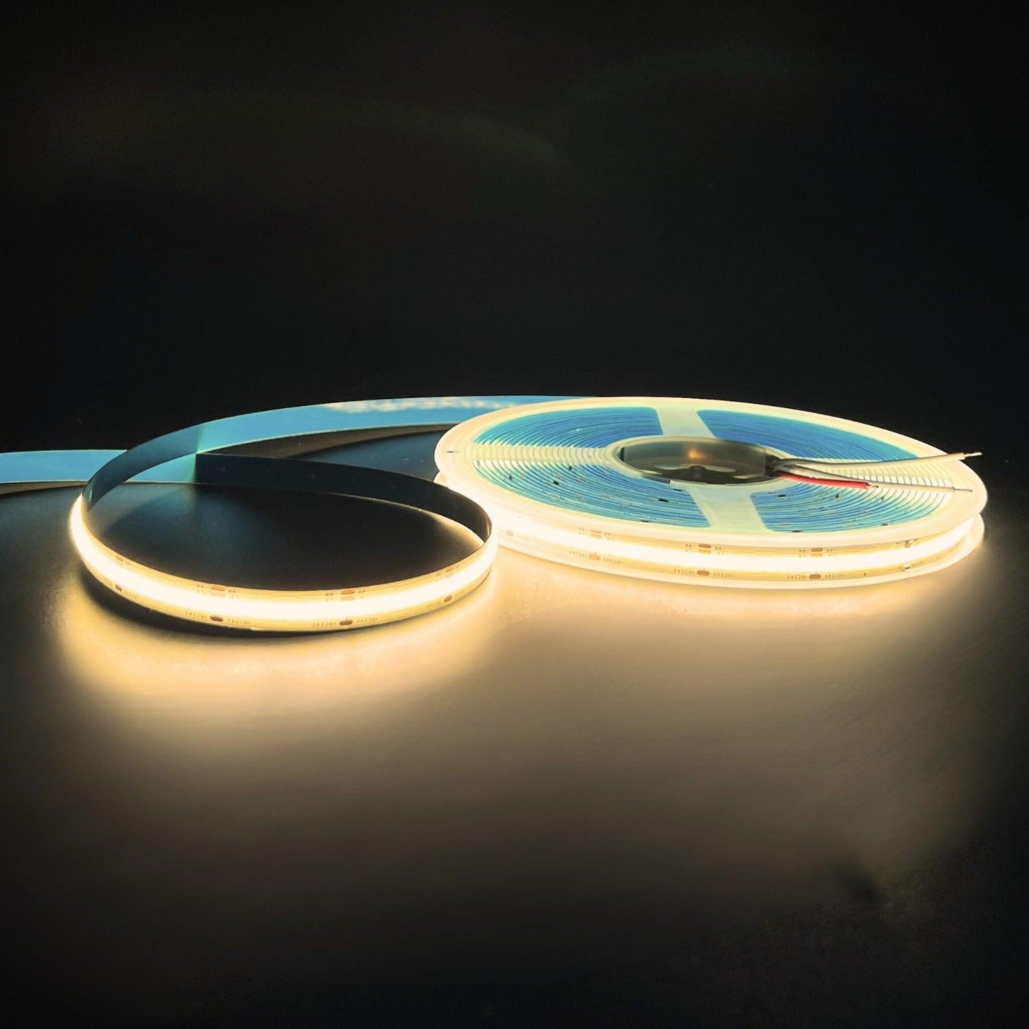CCT COB Strip 2700K to 6500K 24V 480 LEDs m IP20 10mm Wide UK LED Lights