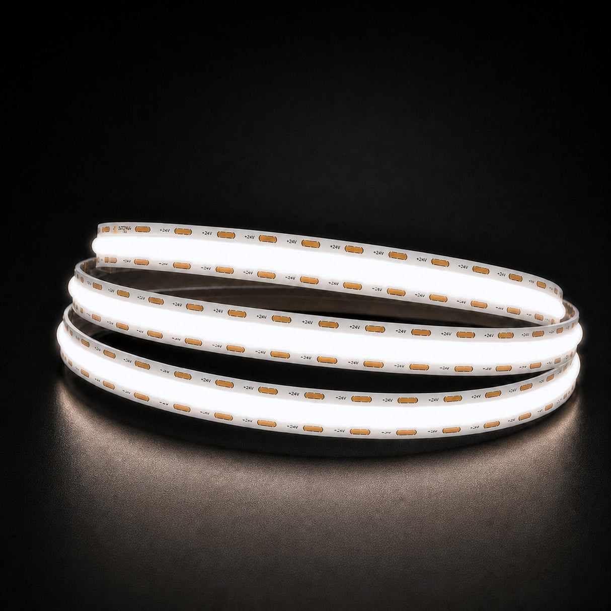 Daylight 5000K COB LED strip 24V 10mm 15m run lit reel