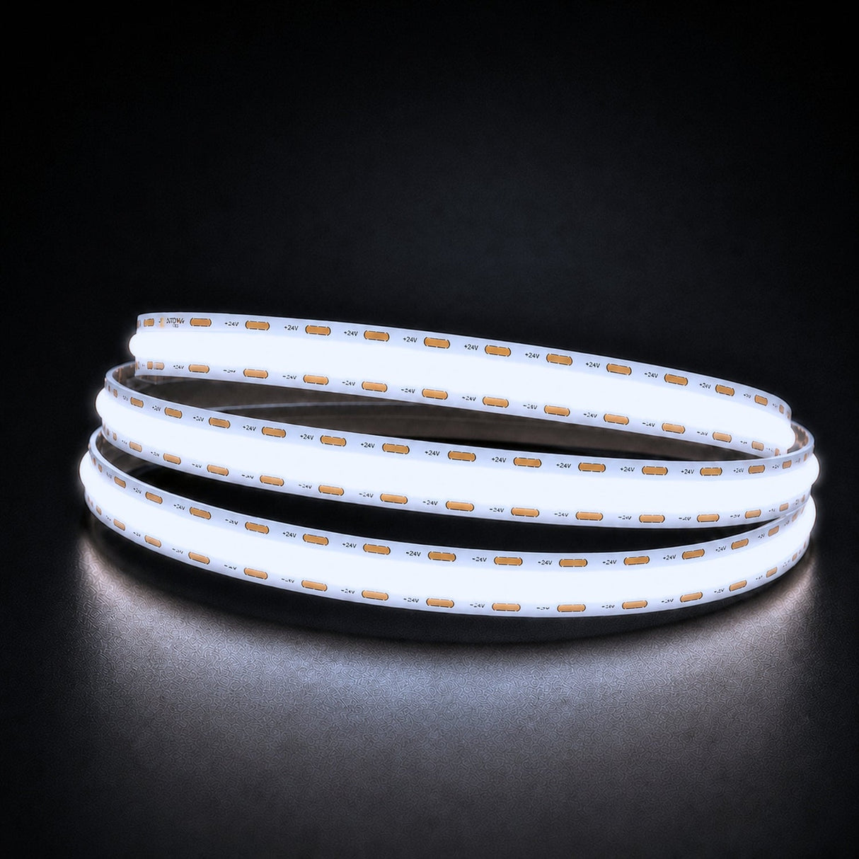 Cool White 6500K COB LED strip 24V 10mm 15m run lit reel