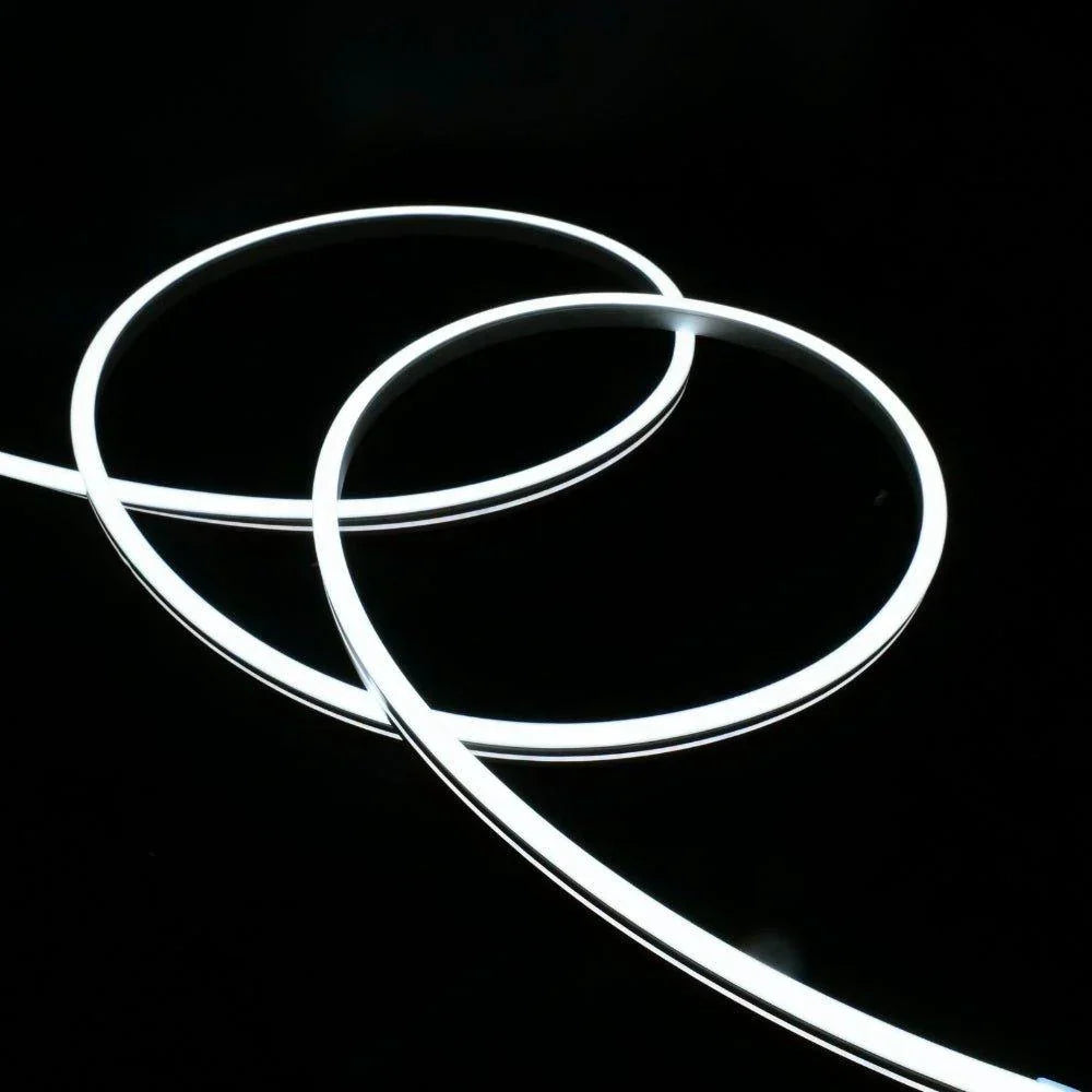 Cool White 6000K LED neon flex 8x16mm IP67 — 24V outdoor waterproof, dot-free 120 LEDs/m