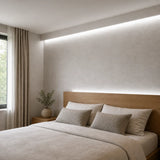 Illustrative 4000K FreeCut COB LED strip bedroom installation with continuous concealed lighting