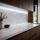 Illustrative 5000K FreeCut COB LED strip kitchen installation with continuous concealed lighting