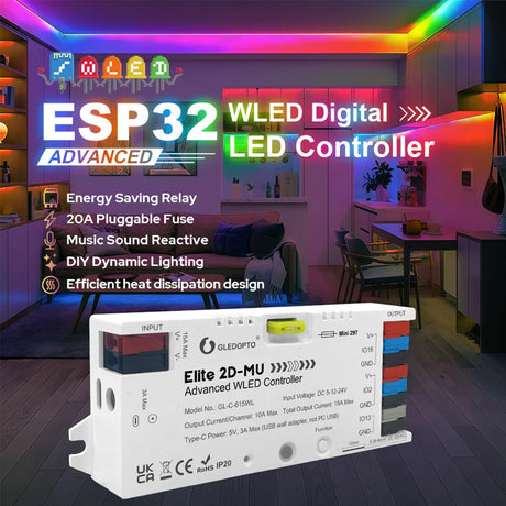 GLEDOPTO Elite 2D-EXMU ESP32 WLED Digital LED Controller without Ethernet Connection GL-C-615WL