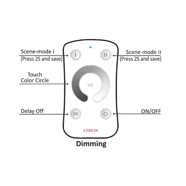 L Tech LED Mini RF DIM - M1/M3-3A Touch Remote Controller Dimmer Receiver for Single Colour LED Lighting Strip 12V 24V - UK LED Lights