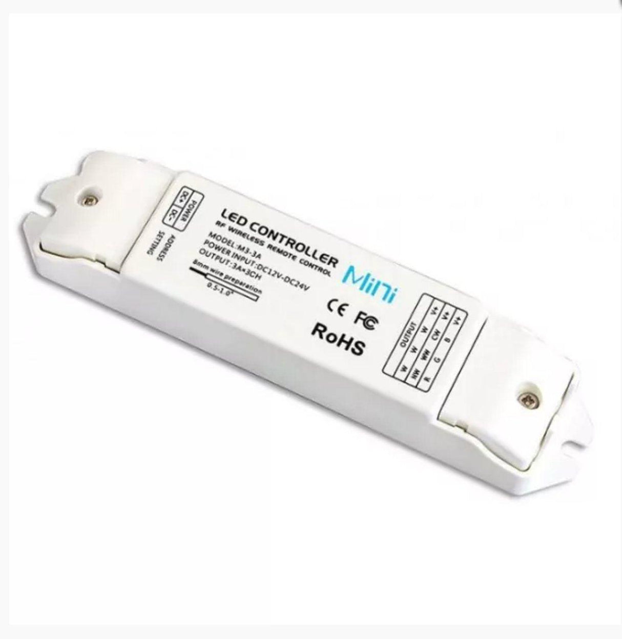 L Tech LED Mini RF DIM - M1/M3-3A Touch Remote Controller Dimmer Receiver for Single Colour LED Lighting Strip 12V 24V - UK LED Lights