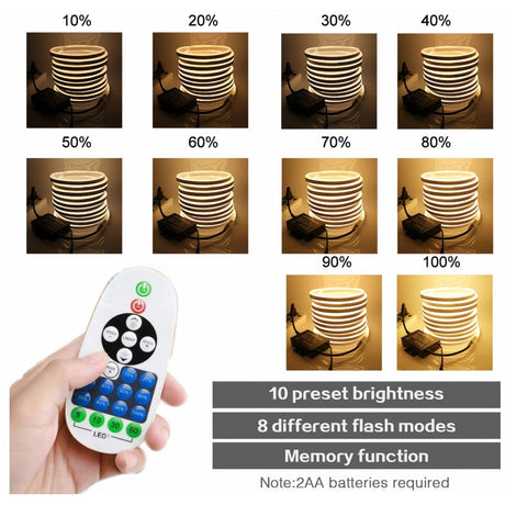 LED Neon Flex 220V 240V 8x16mm 23-Key RF Remote Control 1500W Dimmer Transformer for Brightness Adjustment - UK LED Lights