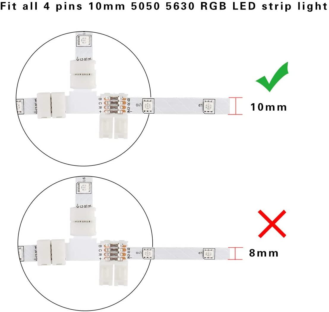 LED Strip Accessories 5pcs L Shape PCB RGB Connectors 4 pin 10mm - UK LED Lights