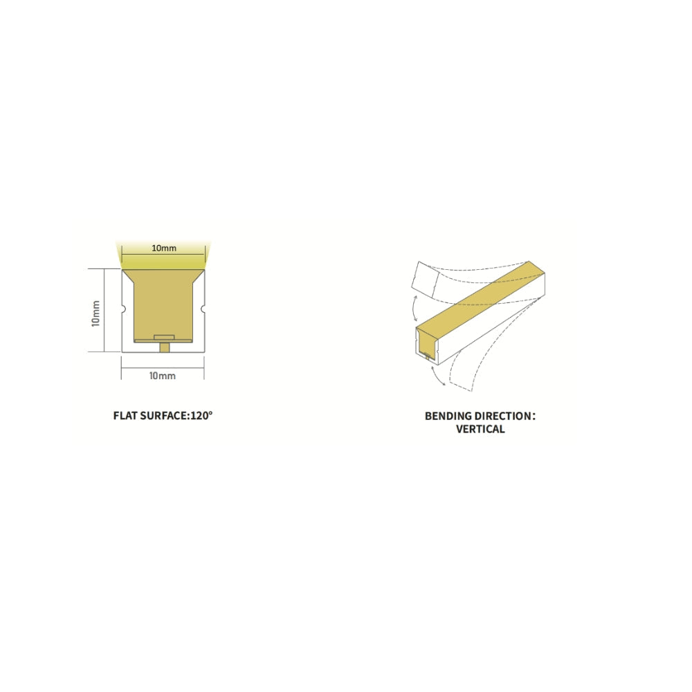 Top bend neon flex outdoor IP67 install, 4000K natural white 10x10mm 48V 25m run