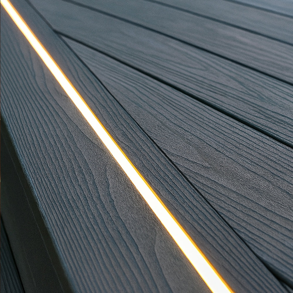 Natural White 4000K 10x10mm dual bend neon flex on decking and driveway — IP67 outdoor install